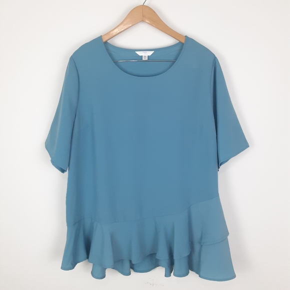 Plus Size Blue Boutique Ruffle Peplum Top - Picture 8 of 9